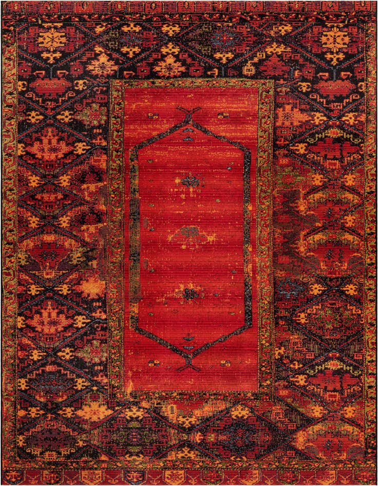 Detail image of 7' 10 x 11' Easy-Clean Tribal Indoor / Outdoor Rug