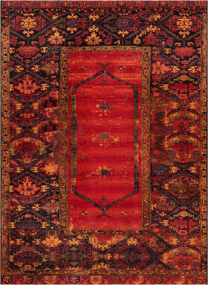 Detail image of 7' 10 x 11' Easy-Clean Tribal Indoor / Outdoor Rug