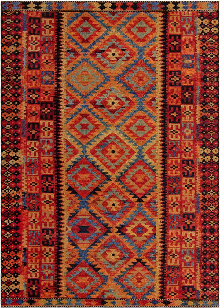 10' x 14' Easy-Clean Tribal Indoor / Outdoor Rug