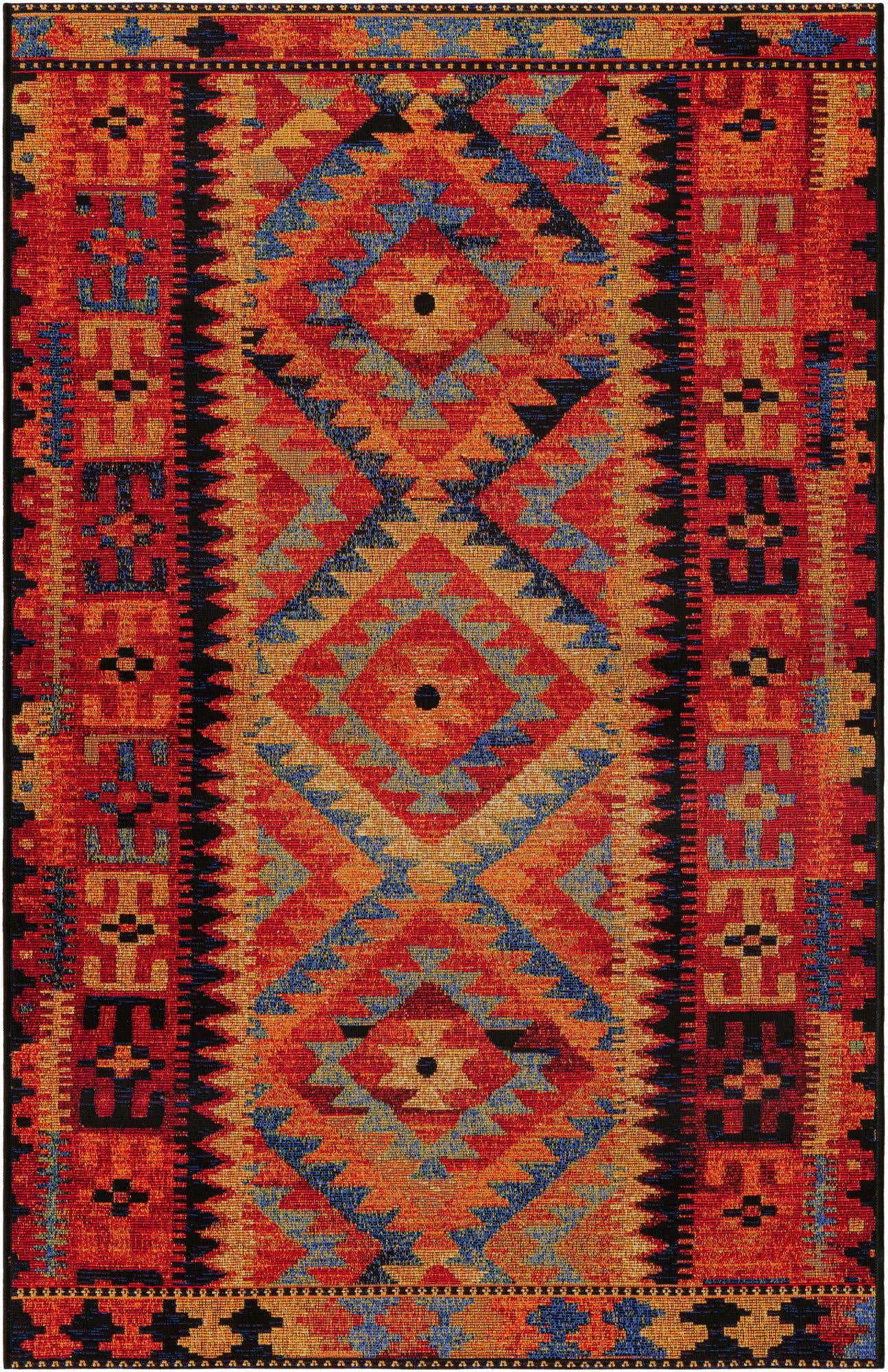 3' 3 x 5' 3 Easy-Clean Tribal Indoor / Outdoor Rug
