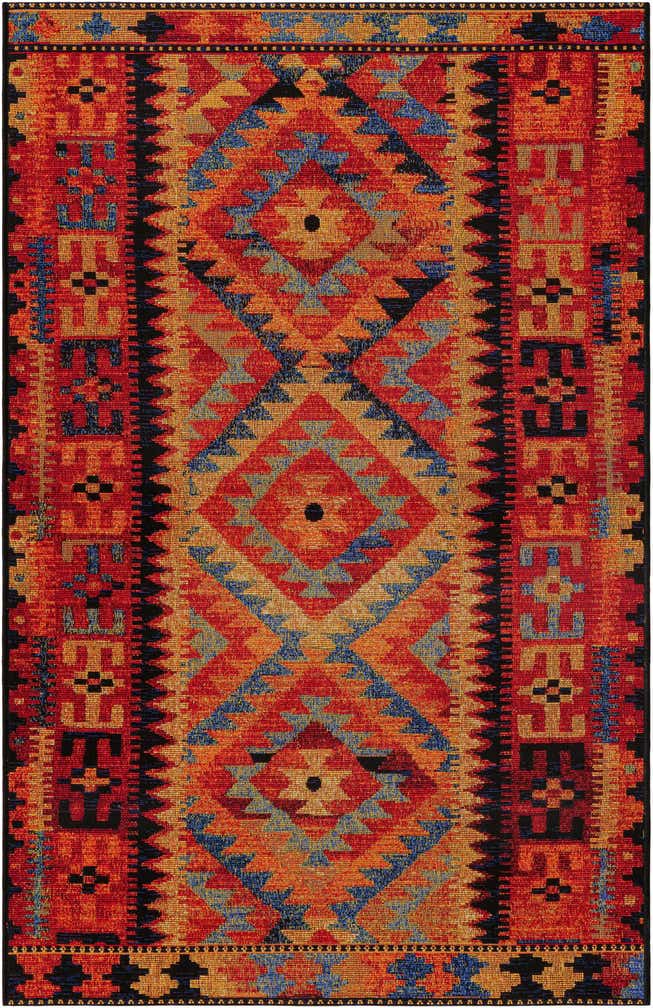 3' 3 x 5' 3 Easy-Clean Tribal Indoor / Outdoor Rug