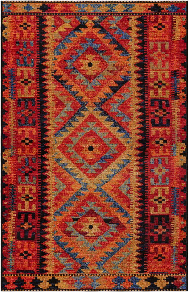 Detail image of 3' 3 x 5' 3 Easy-Clean Tribal Indoor / Outdoor Rug