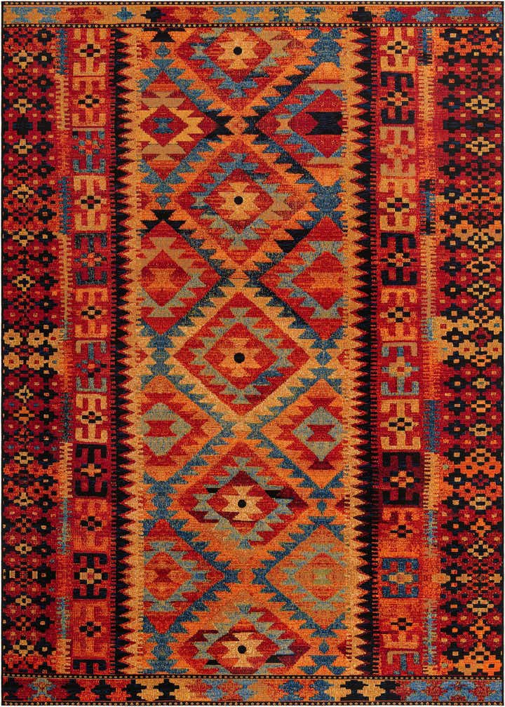 7' 10 x 11' Easy-Clean Tribal Indoor / Outdoor Rug