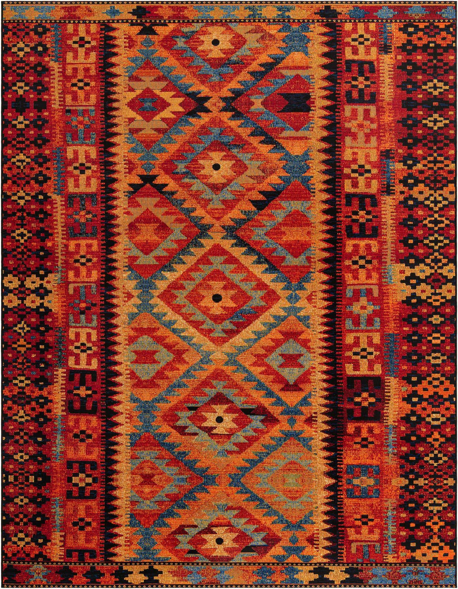 7' 10 x 11' Easy-Clean Tribal Indoor / Outdoor Rug