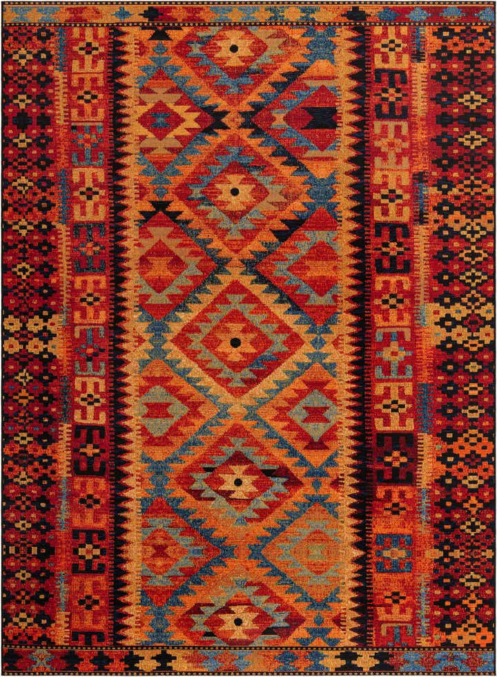 7' 10 x 11' Easy-Clean Tribal Indoor / Outdoor Rug
