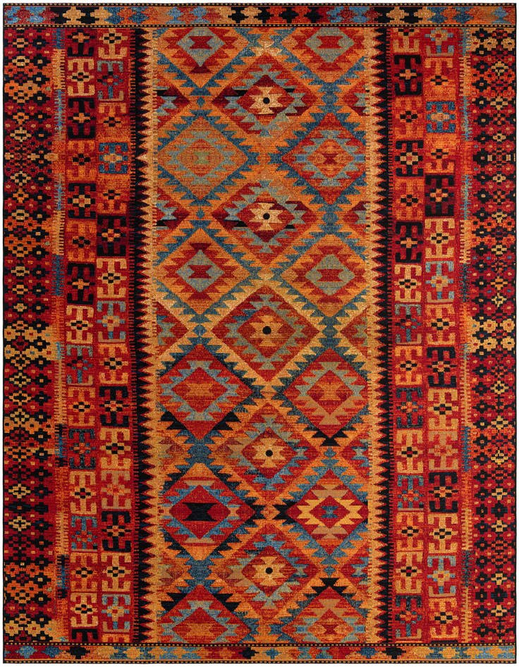Detail image of 10' x 13' Easy-Clean Tribal Indoor / Outdoor Rug