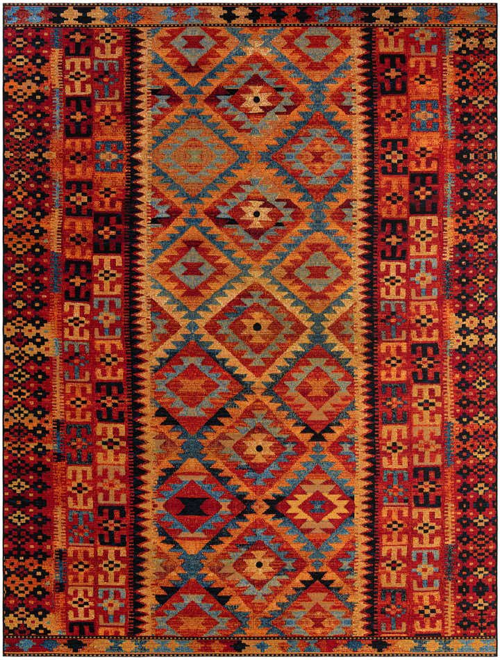 10' x 13' Easy-Clean Tribal Indoor / Outdoor Rug