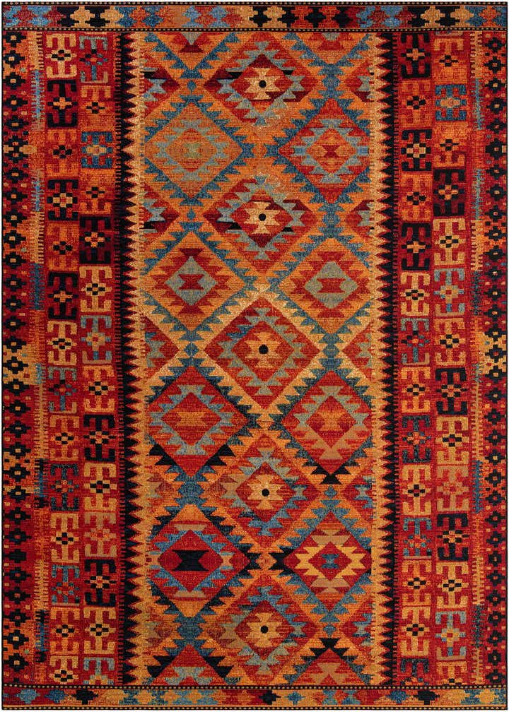 9' x 12' Easy-Clean Tribal Indoor / Outdoor Rug