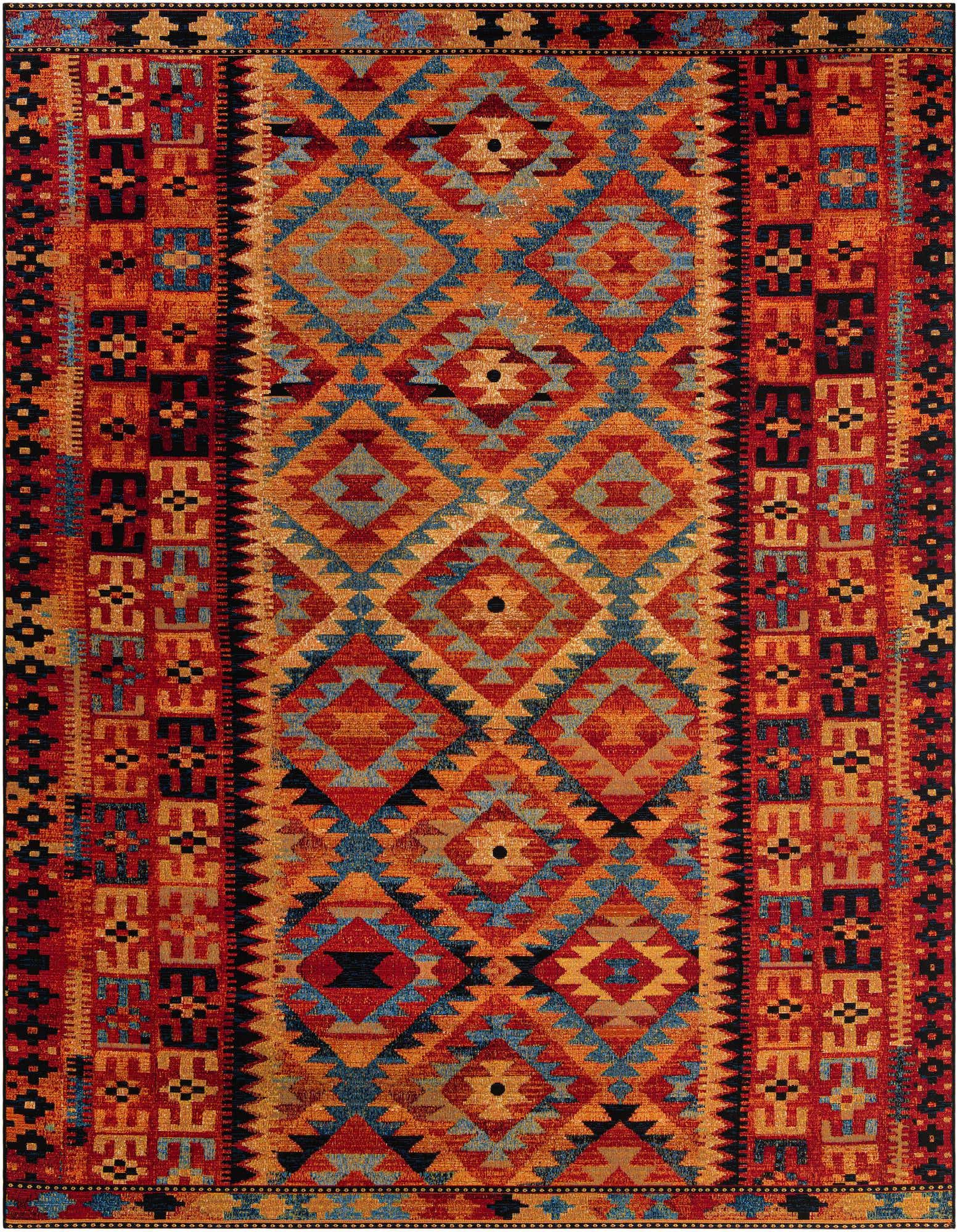 9' x 12' Easy-Clean Tribal Indoor / Outdoor Rug