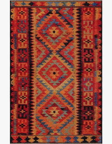 3' 3 x 5' 3 Easy-Clean Tribal Indoor / Outdoor Rug
