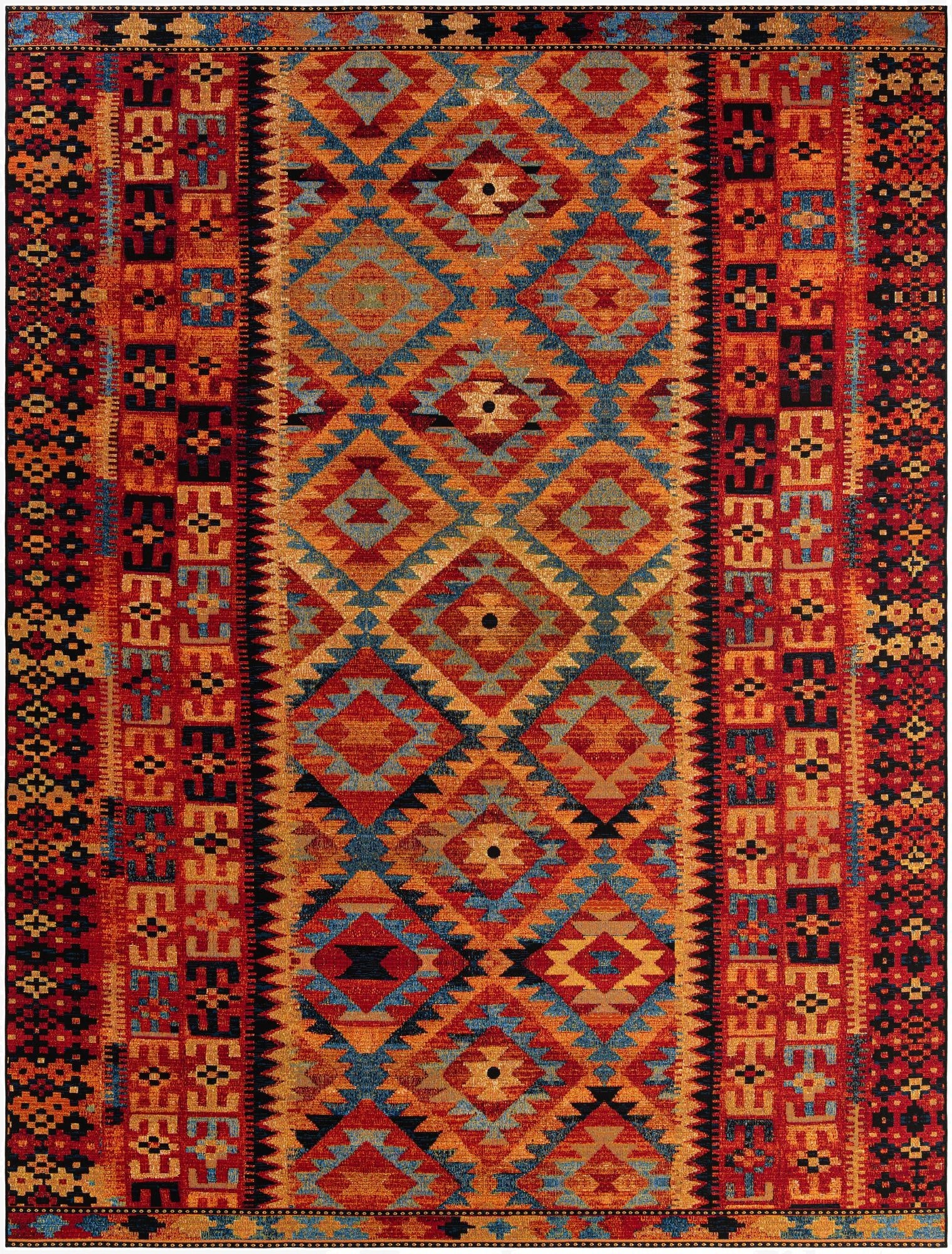 10' x 13'  Washable Tribal Indoor / Outdoor Rug