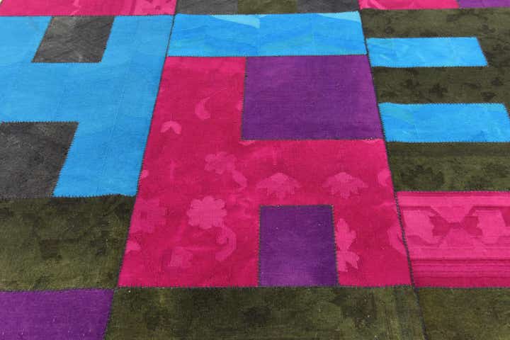 7' 2 x 10' Hand Woven Patchwork Wool Rug