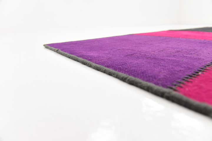 7' 2 x 10' Hand Woven Patchwork Wool Rug