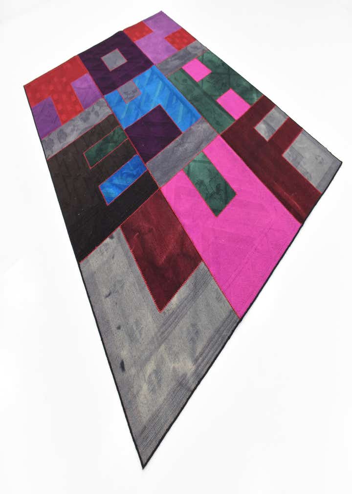 7' 2 x 9' 10 Hand Woven Patchwork Wool Rug