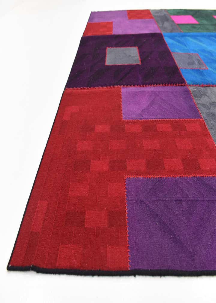 7' 2 x 9' 10 Hand Woven Patchwork Wool Rug