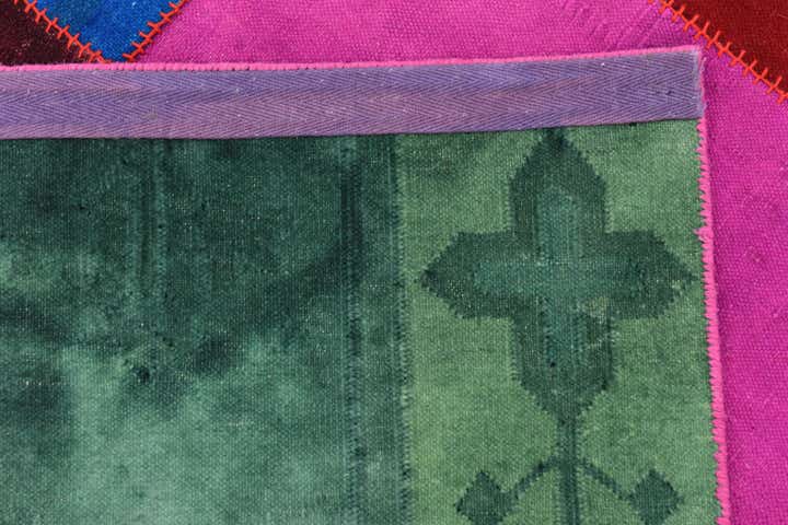 7' 2 x 10' Hand Woven Patchwork Wool Rug