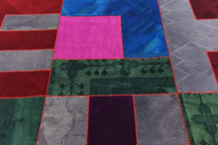 7' 2 x 10' Hand Woven Patchwork Wool Rug