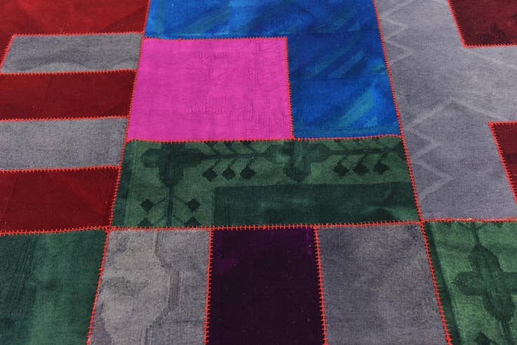 Detail image of 7' 2 x 10' Hand Woven Patchwork Wool Rug