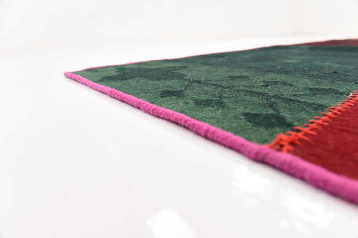 7' 2 x 10' Hand Woven Patchwork Wool Rug