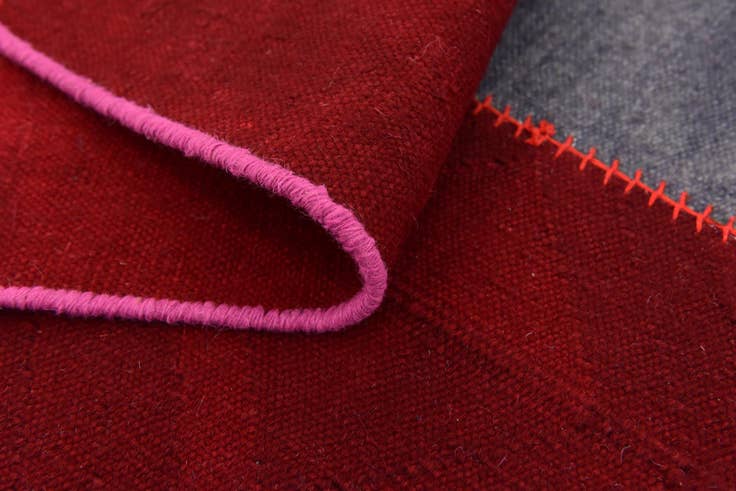 Detail image of 7' 2 x 10' Hand Woven Patchwork Wool Rug