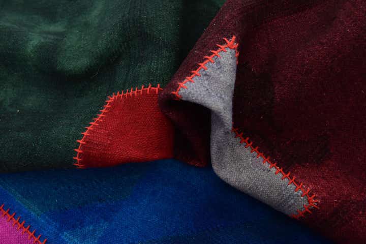 7' 2 x 10' Hand Woven Patchwork Wool Rug