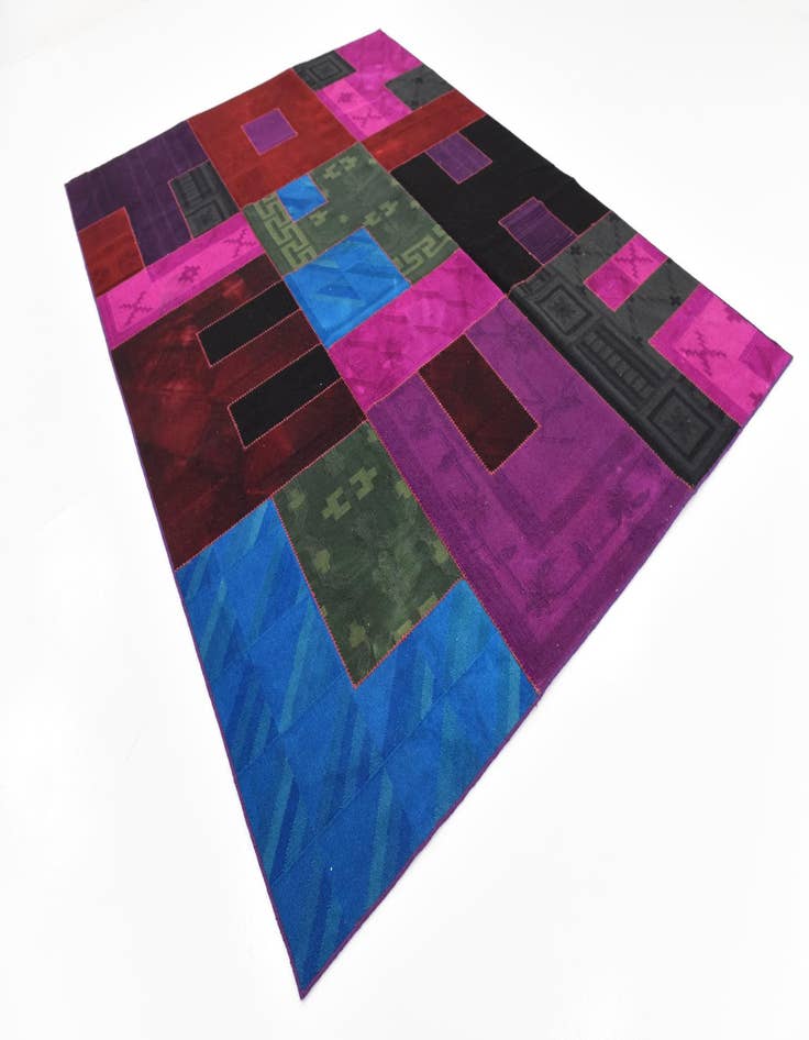 Detail image of 7' 4 x 10' Hand Woven Patchwork Wool Rug