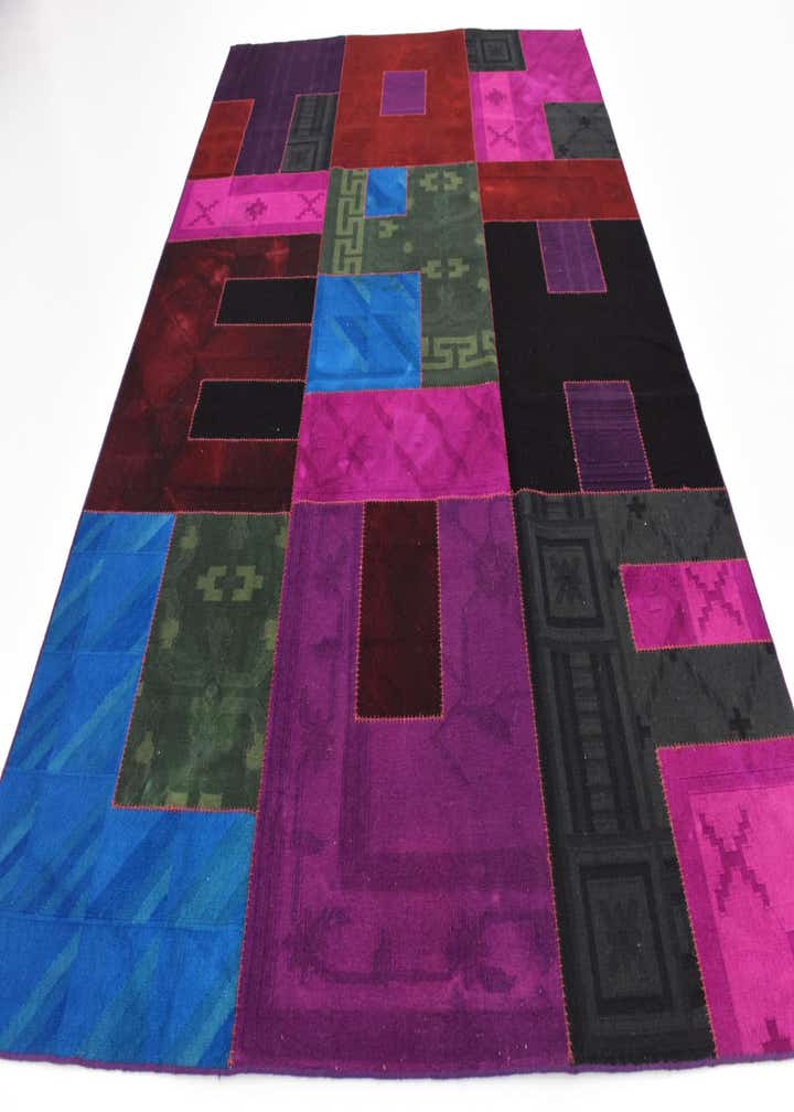 7' 4 x 10' Hand Woven Patchwork Wool Rug