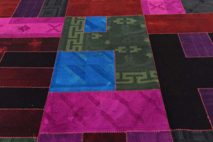 7' 4 x 10' Hand Woven Patchwork Wool Rug