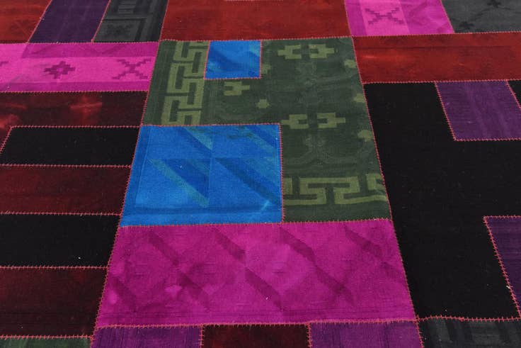 Detail image of 7' 4 x 10' Hand Woven Patchwork Wool Rug