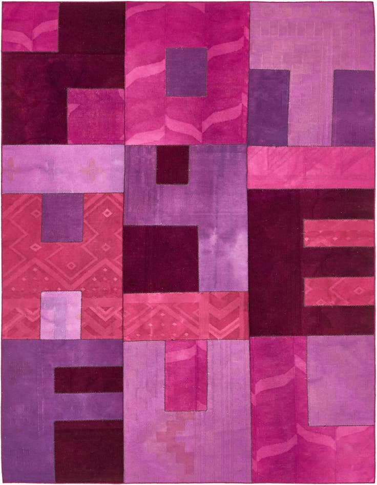 Detail image of 7' 2 x 10' Hand Woven Patchwork Wool Rug