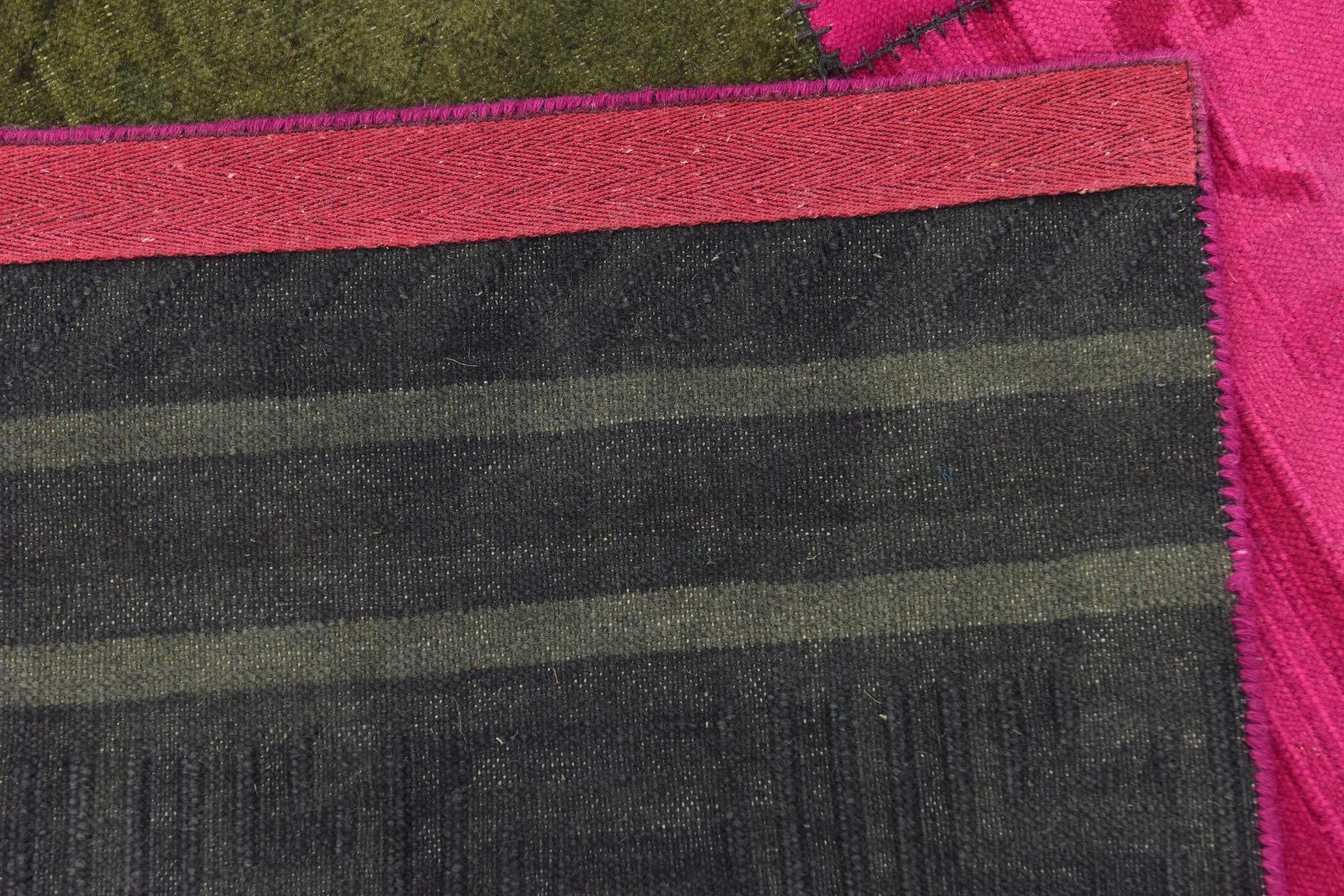 7' 3 x 10' Hand Woven Patchwork Wool Rug