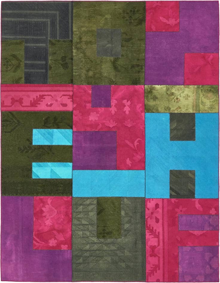 Detail image of 7' 3 x 10' Hand Woven Patchwork Wool Rug