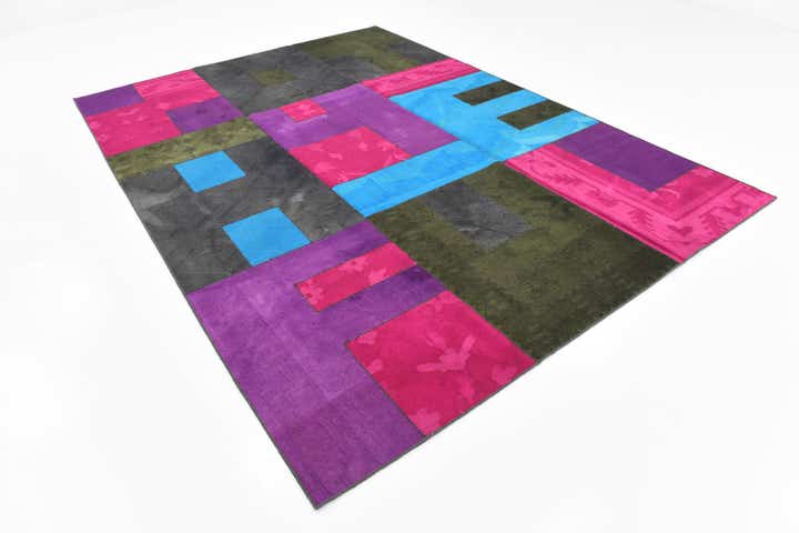 7' 3 x 10' Hand Woven Patchwork Wool Rug