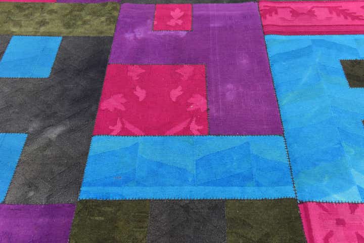 7' 3 x 10' Hand Woven Patchwork Wool Rug