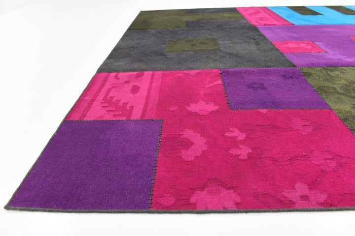 7' 3 x 10' Hand Woven Patchwork Wool Rug