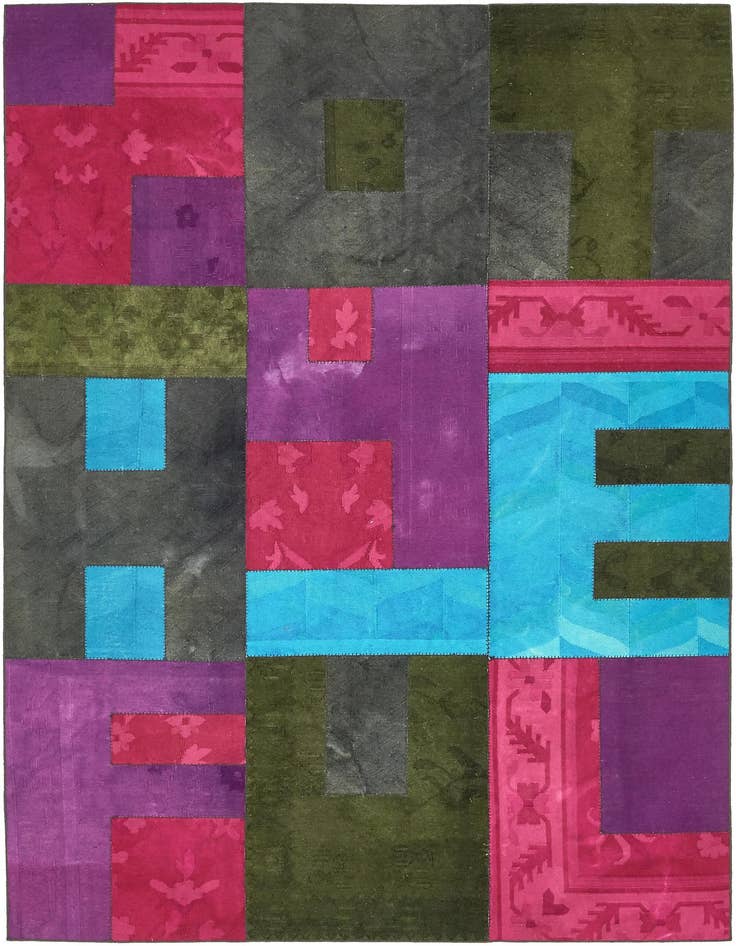 Detail image of 7' 3 x 10' Hand Woven Patchwork Wool Rug