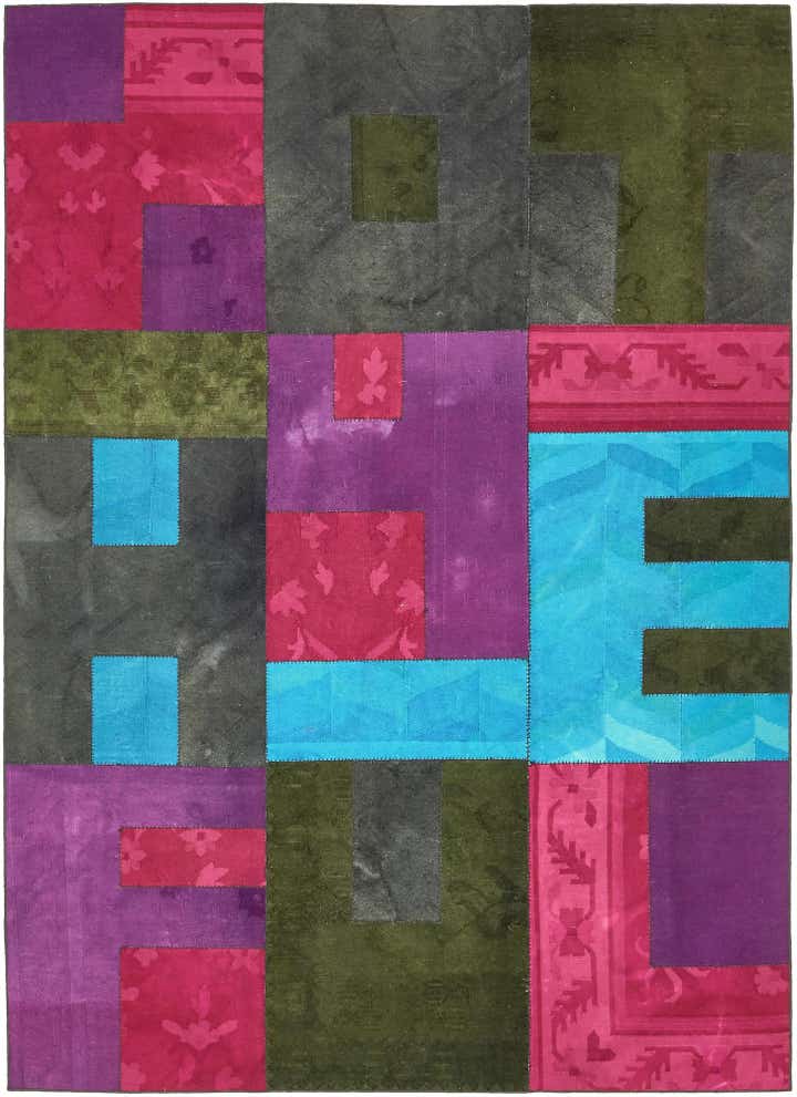 7' 3 x 10' Hand Woven Patchwork Wool Rug