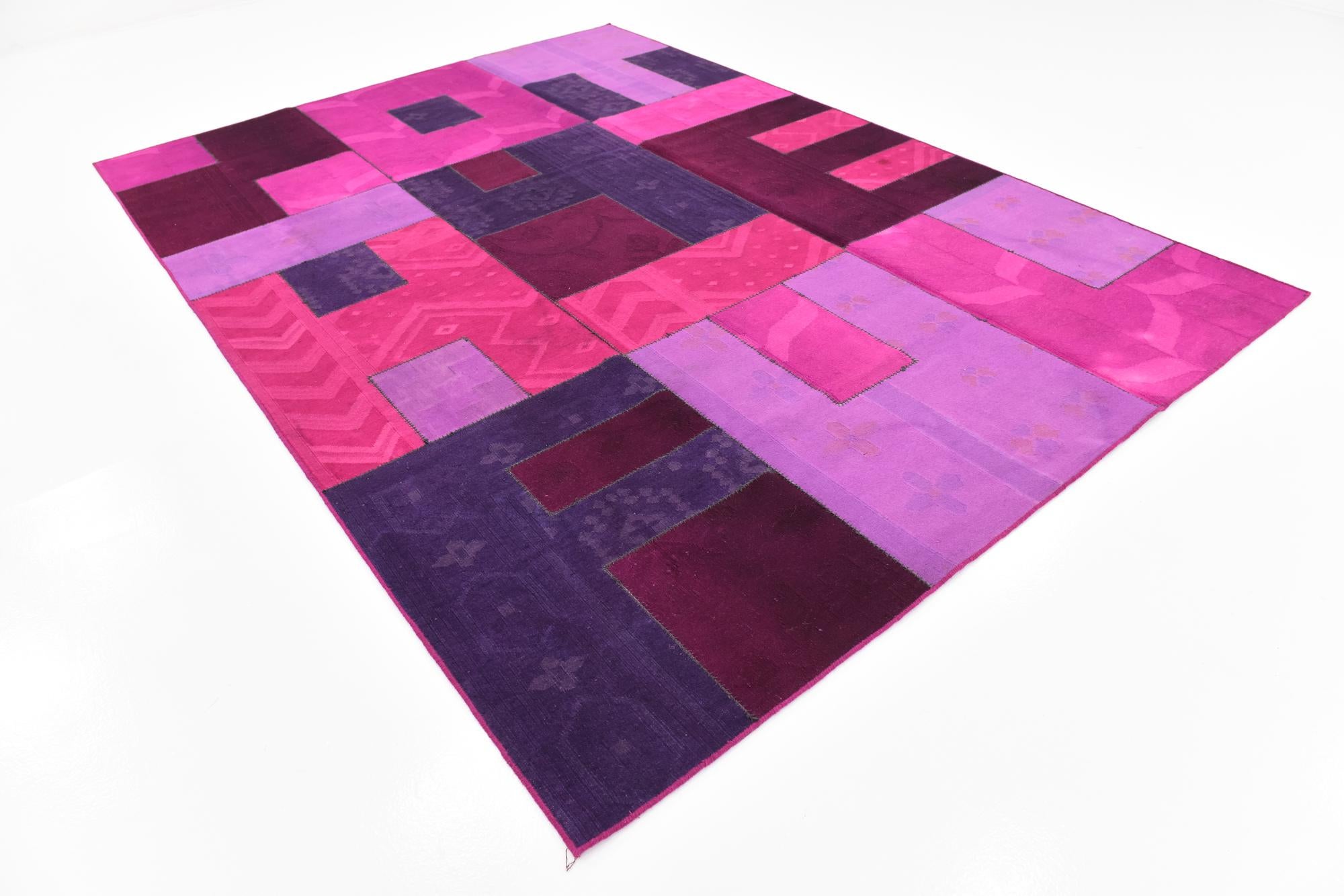 7' 6 x 10' Hand Woven Patchwork Wool Rug