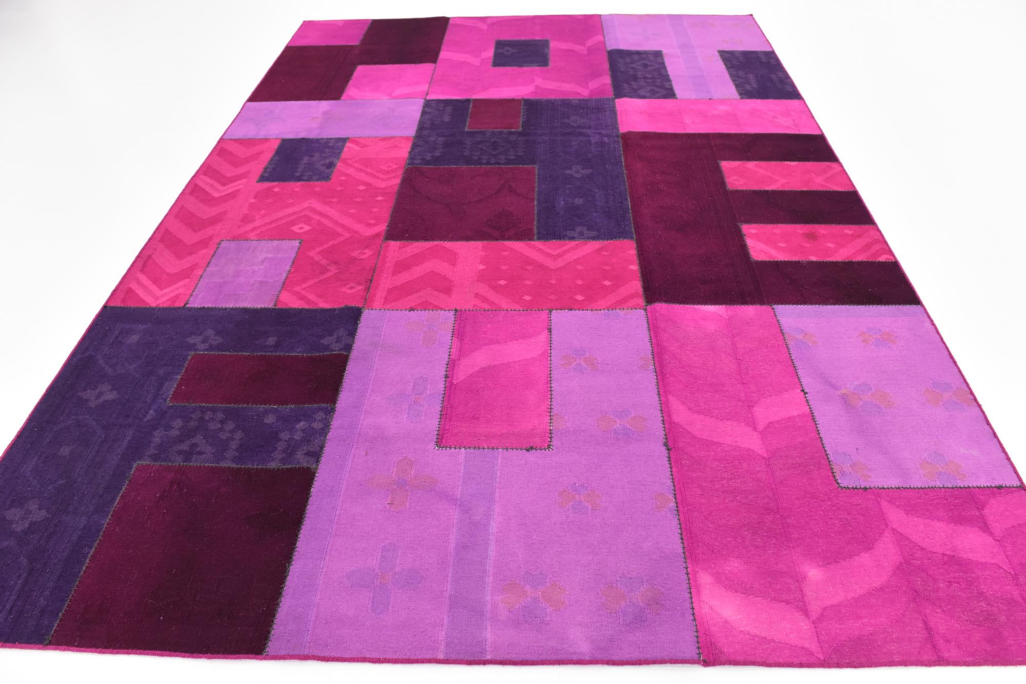 7' 6 x 10' Hand Woven Patchwork Wool Rug