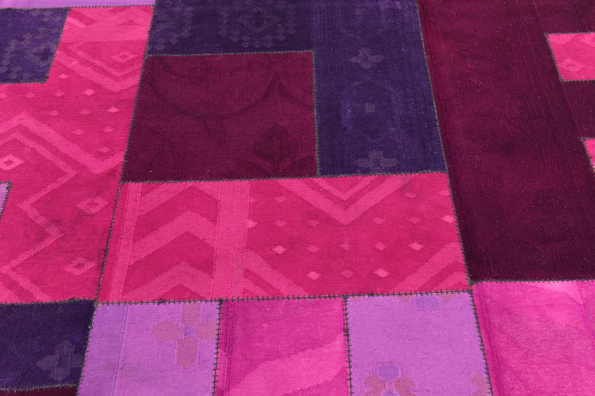 7' 6 x 10' Hand Woven Patchwork Wool Rug