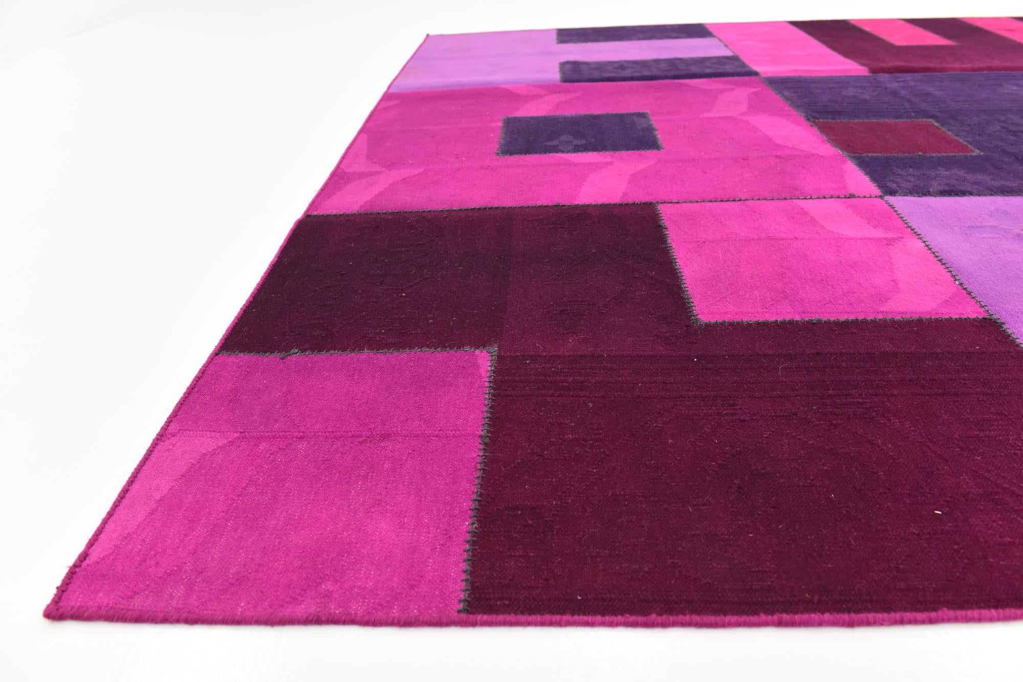 7' 6 x 10' Hand Woven Patchwork Wool Rug
