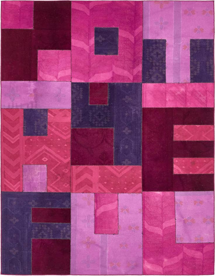Detail image of 7' 6 x 10' Hand Woven Patchwork Wool Rug