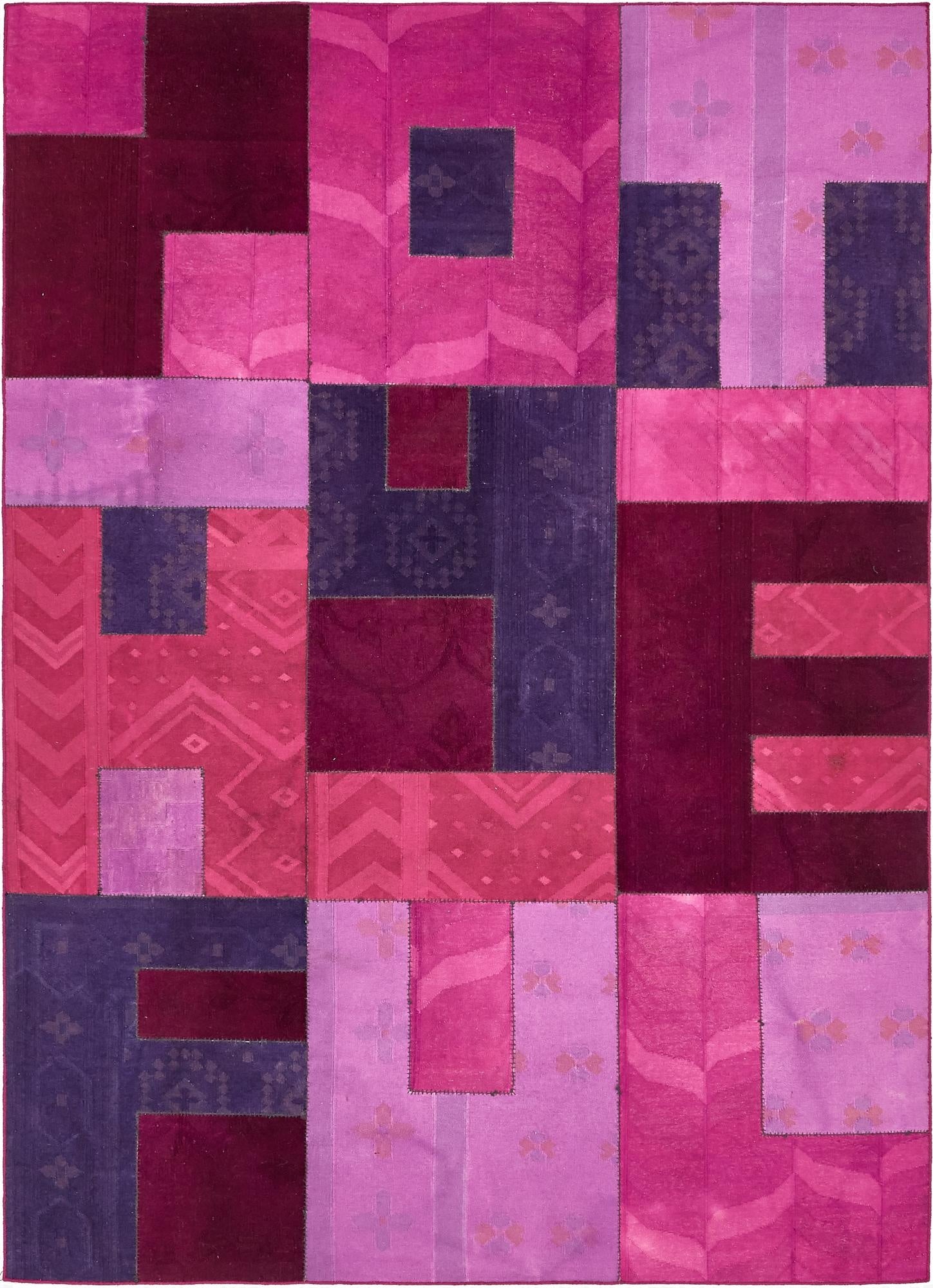 Primary image 7' 6 x 10'  Hand Woven Patchwork Wool Rug