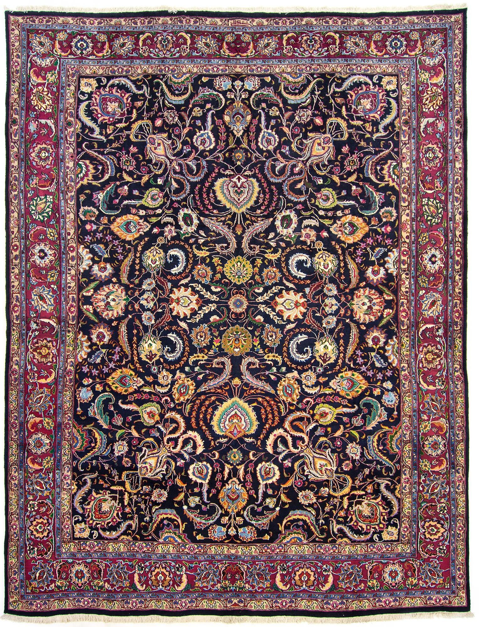 9' 8 x 12' 3 Hand Knotted Sarough Persian Wool Rug