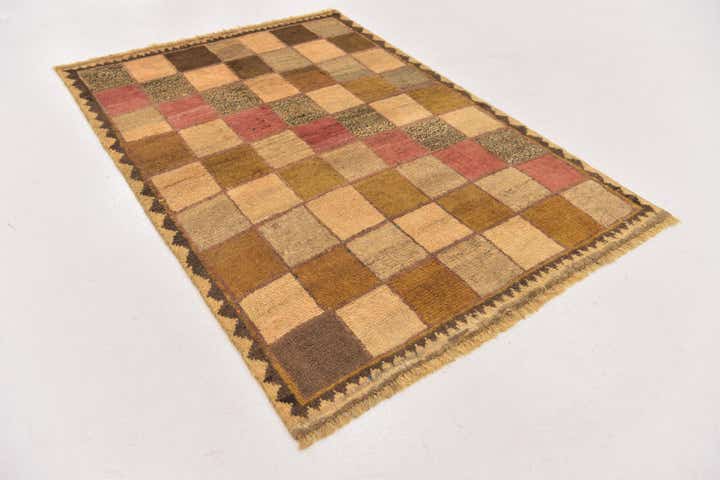 3' 5 x 4' 10 Hand Knotted Shiraz-Gabbeh Persian Wool Rug