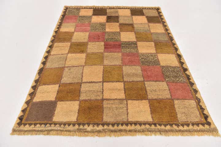 3' 5 x 4' 10 Hand Knotted Shiraz-Gabbeh Persian Wool Rug