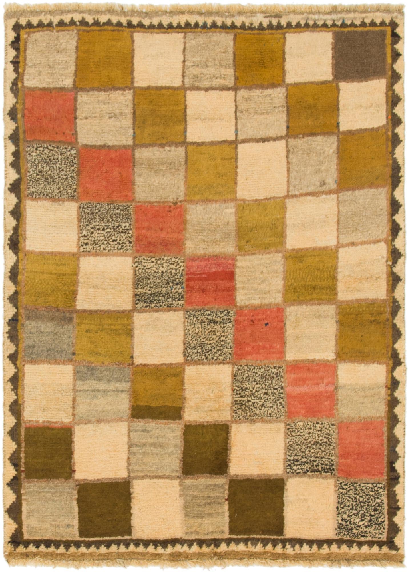 3' 5 x 4' 10 Hand Knotted Shiraz-Gabbeh Persian Wool Rug