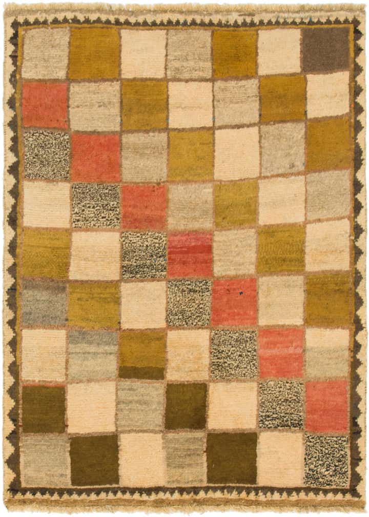 3' 5 x 4' 10 Hand Knotted Shiraz-Gabbeh Persian Wool Rug
