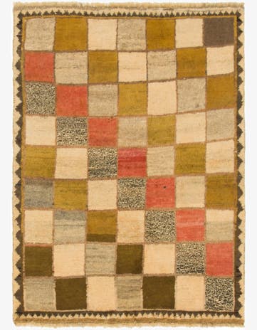 3' 5 x 4' 10 Hand Knotted Shiraz-Gabbeh Persian Wool Rug