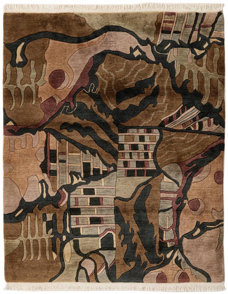 Detail image of 4' x 5' 8 Hand Knotted Tibet Wool Rug